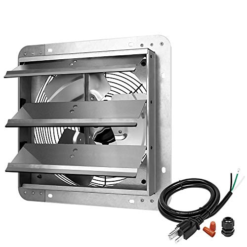 iPower 12 Inch Aluminum Shutter Exhaust Fan with Power Cord, High...