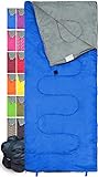 Lightweight Blue Sleeping Bag by RevalCamp. Indoor & Outdoor use....