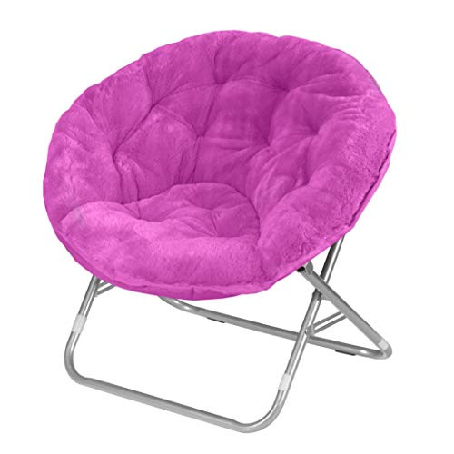 Urban Shop Super Soft Faux Fur Saucer Chair with Folding Metal Frame,...