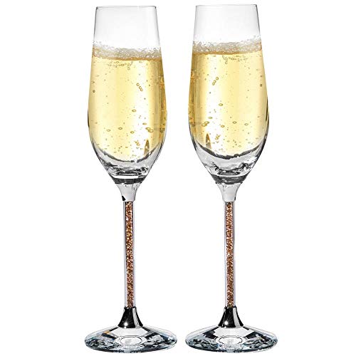 Matashi Champagne Flutes with Led Free Titanium Sparkling Crystal...