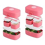 Wagindd Stacking Bento Box Lunch Box 3 Compartments - Leakproof Bento...