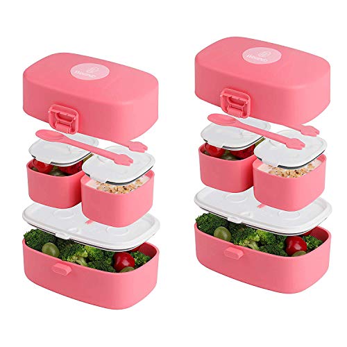 Stacking Bento Box Lunch Box 3 Compartments - Leakproof Bento Lunch...