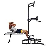 ONETWOFIT Multi-Function Power Tower with Sit Up Bench,Adjustable...