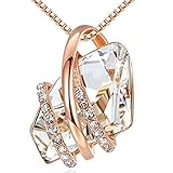 Leafael Wish Stone Pendant Necklace with Crystal White Birthstone...