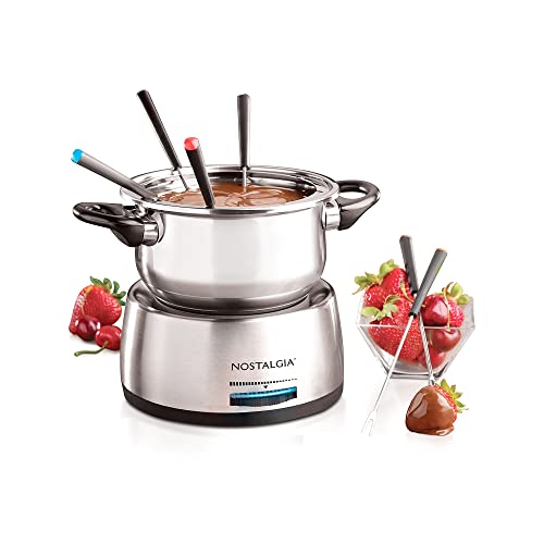 Nostalgia 6-Cup Electric Fondue Pot Set for Cheese & Chocolate - 6...