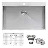 Ruvati RVH8000 Drop-in Overmount 33' x 22' Kitchen Sink 16 Gauge...