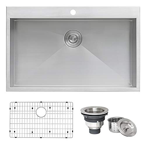 Ruvati RVH8000 Drop-in Overmount 33' x 22' Kitchen Sink 16 Gauge...