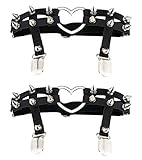 Women Sexy Leather Heart Garters Punk Rock Rivet Stud Leg Ring 2pcs...