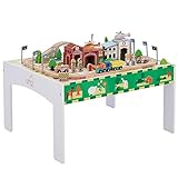 Teamson Kids - 85 pcs Train Set and Table Wooden Tracks and...