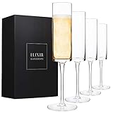 Champagne Flutes, Edge Champagne Glass Set of 4 - Modern & Elegant for...