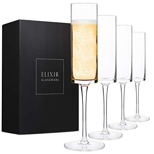Champagne Flutes, Edge Champagne Glass Set of 4 - Modern & Elegant for...