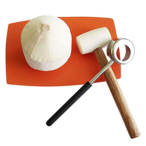 Coconut Opener Tools with Hammer Super Safe & Easy to Open Young...