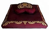 Boon Decor Meditation Cushion Set - Crescent Silkscreened Zafu Pillow...