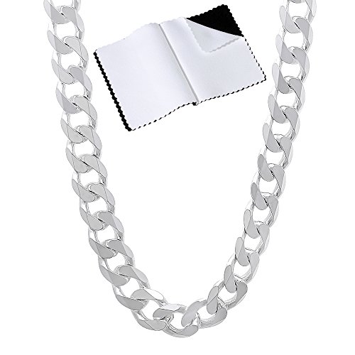 Men's 6.5mm Solid .925 Sterling Silver Flat Cuban Link Curb Chain...