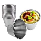 [24 Pack] 2.5 oz Stainless Steel Sauce Cups - Individual Round...