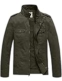 WenVen Men's Military Casual Cotton Jacket Outwear (Army Green, Small)