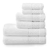 Welhome Hudson 100% Pure Organic Cotton 6 Piece Towel Set | White |...