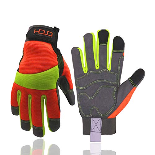 HANDLANDY Hi-vis Reflective Work Gloves, Anti Vibration Safety Gloves,...
