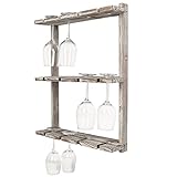 MyGift Distressed Barnwood Brown Wall Mounted 12 Wine Glass Holder...