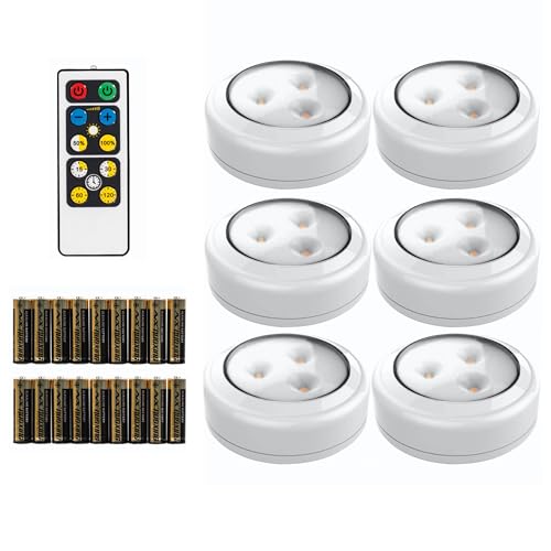 Brilliant Evolution Tap Light Push Lights 6pk w/Batteries + Remote,...