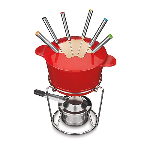 Cuisinart 13-Piece Cast Iron Fondue Set, Red