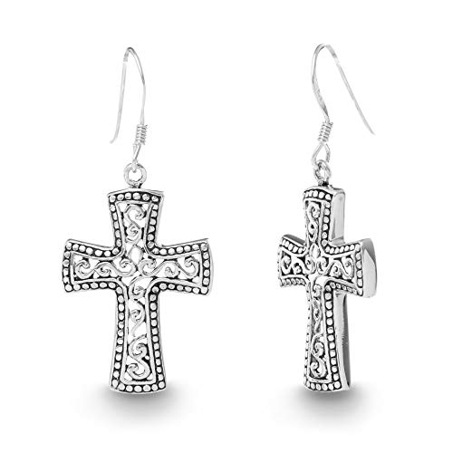 Willowbird Oxidized Sterling Silver Textured Filigree Celtic Cross...