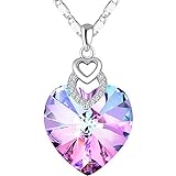 PLATO H Girls Heart Necklace Pink Crystal for Women Pendant Jewelry...