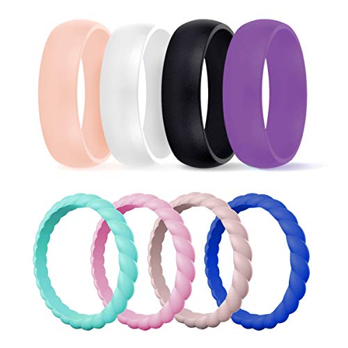 DSZ Silicone Wedding Ring for Women, Mixed Classic & Thin Rubber Band...