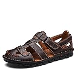 ZHNSHM Mens Summer Casual Closed Toe Leather Sandals Outdoor Fisherman...