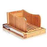 Luxury Bamboo Bread Slicer with Knife - 3 Slice Thickness, Foldable...