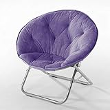 Urban Shop Super Soft Faux Fur Saucer Chair with Folding Metal Frame,...