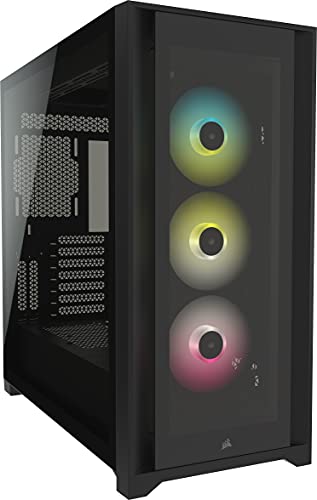 Corsair iCUE 5000X RGB Tempered Glass Mid-Tower ATX PC Smart Case -...