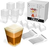 DLux 40 x 5 oz Mini Dessert Cups with Lids and Spoons, Square Large -...
