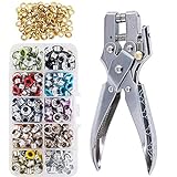 KONIBN 3/16' Eyelet Hole Punch Pliers with 300pcs Multi-Color Eyelets...