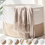 HOMYAM Throw Blanket Basket for Living Room | XXXLarge Rope Basket for...