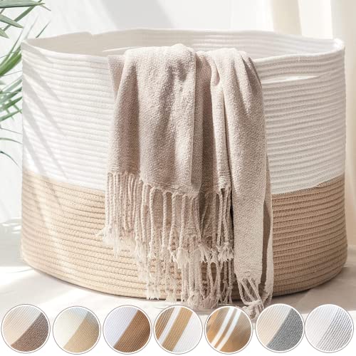 HOMYAM Throw Blanket Basket for Living Room | XXXLarge Rope Basket for...
