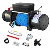 Anbull 12V 9500lb Electric Winch, Synthetic Rope Winch, Waterproof...