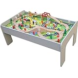 Pidoko Kids Train Table, Grey with 90 Pcs Train Set and Accessories -...