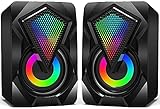 NJSJ Computer Speakers with Colorful RGB Lights, USB Powered 3.5mm...