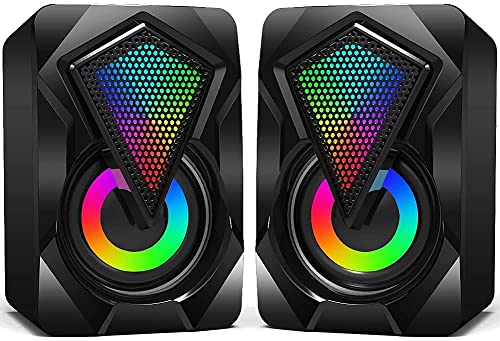 NJSJ Computer Speakers with Colorful RGB Lights, USB Powered 3.5mm...