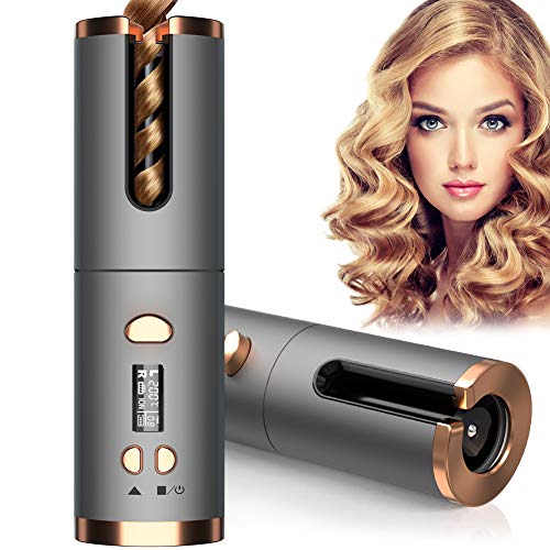 Cordless Auto Hair Curler, Automatic Curling Iron with 6 Temperature &...