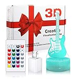 Woffice 3D Guitar Night Light, 16-Color and 3-Pattern with Remote...