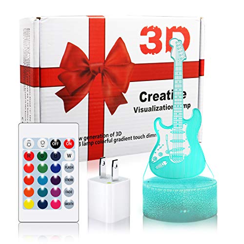 Woffice 3D Guitar Night Light, 16-Color and 3-Pattern with Remote...