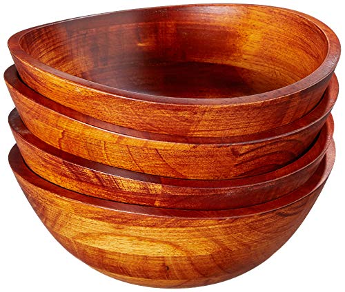 Lipper International Cherry Finished Wavy Rim Serving Bowls for Fruits...