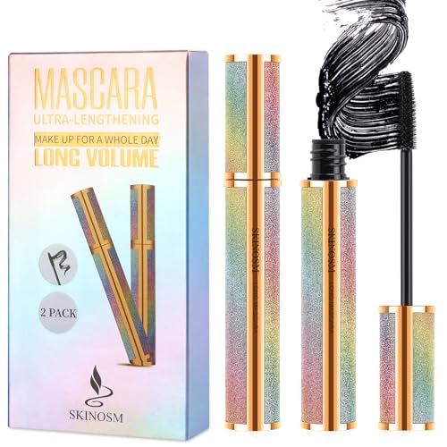 2 Pack Mascara Black Volume and Length Lasting All Day, 4D Silk Fiber...