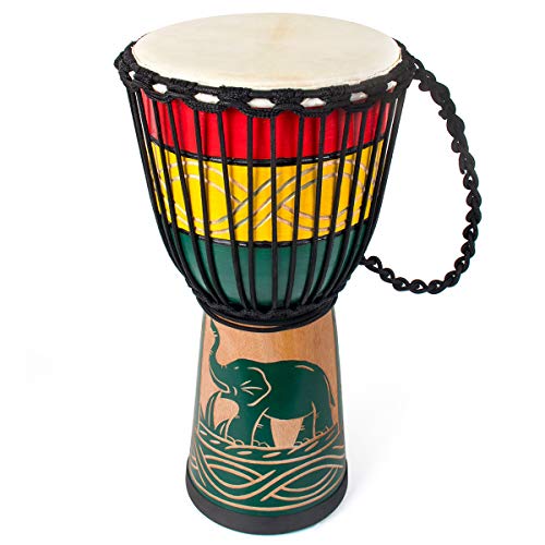 lotmusic African Djembe Drum , 9.5 '' Carved Mahogany Congo Drum ,...
