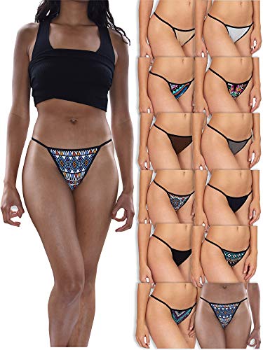 Sexy Basics Womens Buttery Soft String Bikini Briefs -Pack of 12 (12...
