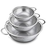 P&P CHEF Colander Set of 3, Stainless Steel Micro-Perforated Colanders...