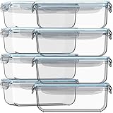 Glass Food Storage Containers with Lids 30 Oz 16 Pc (Set of 8)...