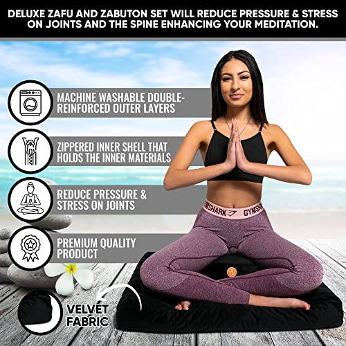 Awaken Meditation - Crescent Zafu Cushion and Zabuton Mat Set | Yoga...